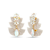 Badgley Mischka 3-Tiered Iridescent Stone And Raffia Fan Earrings | Women Fashion Jewelry