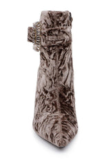 Badgley Mischka Adrian Velvet Block Heel Booties Anthracite Fabric | Women Booties & Boots