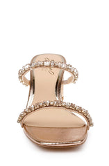 Badgley Mischka Alessia Block Heel Slides Light Gold | Women Block Heels