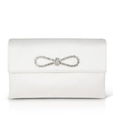 Badgley Mischka Alicia Satin Envelope With Crystal Bow Ivory | Women Evening Bags