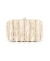 Badgley Mischka Aria Beaded Pearl Stripe Minaudière | Women Evening Bags
