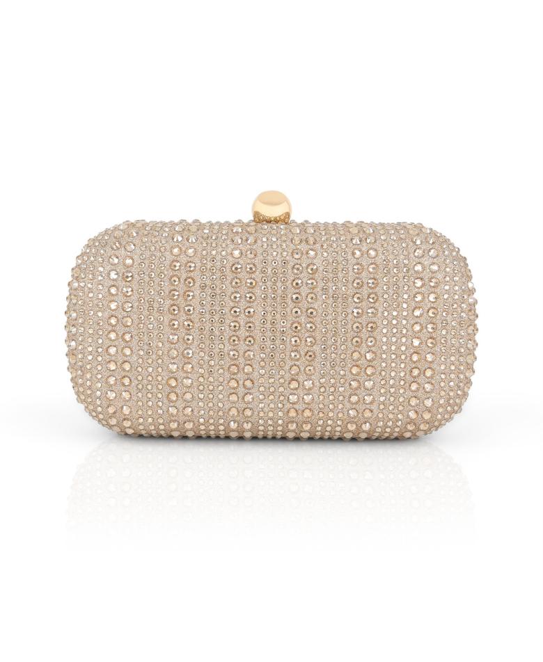 Badgley Mischka Arya Striped Crystal Droplets Minaudière Silver | Women Evening Bags