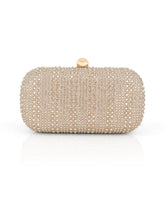 Badgley Mischka Arya Striped Crystal Droplets Minaudière Silver | Women Evening Bags