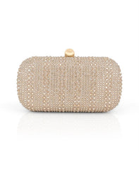 Badgley Mischka Arya Striped Crystal Droplets Minaudière Silver | Women Evening Bags
