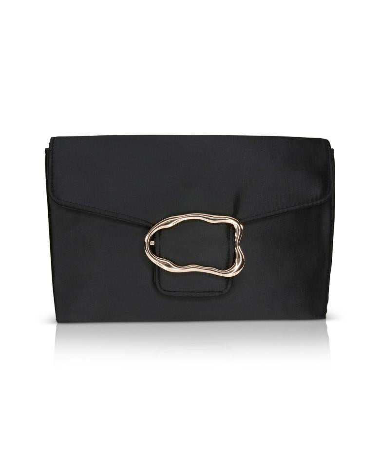 Badgley Mischka Aubrey Satin Envelope With Organic Shape Buckle Hot Pink | Women Evening Bags