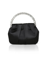 Badgley Mischka Audrey Pleated Satin Pouch With Halfmoon Crystal Handle Hot Pink | Women Evening Bags