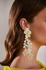 Badgley Mischka Bewitching Floral Drop Earrings With Pave Crystals | Women Fashion Jewelry