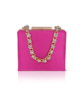 Badgley Mischka Billie Mini Box Clutch With Rhinestone Wristlet Hot Pink | Women Evening Bags