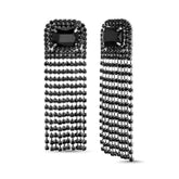Badgley Mischka Black Rhinestone Rectangular Chandelier Earrings With Waterfall Fringe | Women Fashion Jewelry