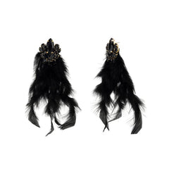 Badgley Mischka Black Stone And Feather Earrings | Women Fashion Jewelry
