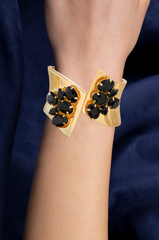 Badgley Mischka Black Stone Statement Hinge Bangle | Women Fashion Jewelry