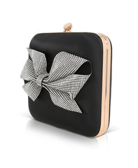 Badgley Mischka Blakely Crystal Bow Clutch Black | Women Evening Bags