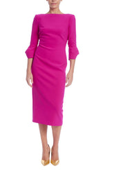 Badgley Mischka Boatneck Sheath Dress With Split Sleeves Fuchsia | Women Cocktail