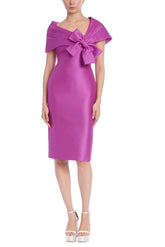 Badgley Mischka Bow Portrait Collar Sheath Dress Orchid | Women Cocktail