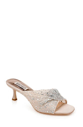 Badgley Mischka Brandy Rhinestone-Studded Mules Nude | Women Stiletto