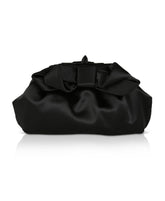 Badgley Mischka Briella Satin Bow Pouch Clutch Black | Women Evening Bags