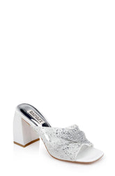 Badgley Mischka Camelia Crystal-Embellished Peep-Toe Mules With Block Heel Nude | Women Block Heels