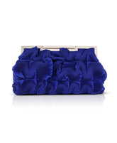 Badgley Mischka Chloe Mini Pleated Satin Pouch Clutch Cobalt | Women Evening Bags