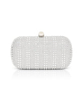 Badgley Mischka Christy Micro Glitter And Crystal Minaudiere Silver | Women Evening Bags