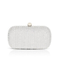 Badgley Mischka Christy Micro Glitter And Crystal Minaudiere Silver | Women Evening Bags
