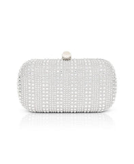 Badgley Mischka Christy Micro Glitter And Crystal Minaudiere Silver | Women Evening Bags