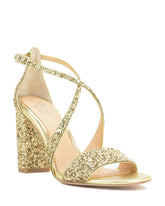 Badgley Mischka Cook Metallic Glitter Evening Shoe From Jewel Gold | Women Block Heels