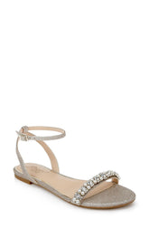 Badgley Mischka Daria Pearl And Crystal Flat Sandals Silver | Women Flats