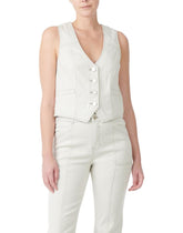 Badgley Mischka Diamond Wash Denim Vest Off White | Women Day