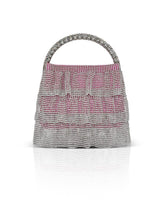 Badgley Mischka Eirene Layered Crystal Mesh Pouch Clutch Neon Pink | Women Evening Bags