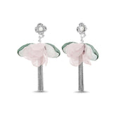 Badgley Mischka Elegant Fabric Flower Earrings With Fringe | Women Fashion Jewelry