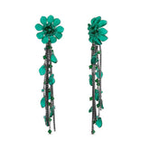 Badgley Mischka Emerald Floral Leaf Fringe Earrings | Women Fashion Jewelry