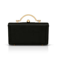 Badgley Mischka Emma Satin Minaudiere With Outer Pocket Black | Women Evening Bags