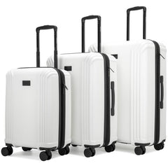 Badgley Mischka Evalyn 3 Piece Expandable Luggage Set White | Women Travel
