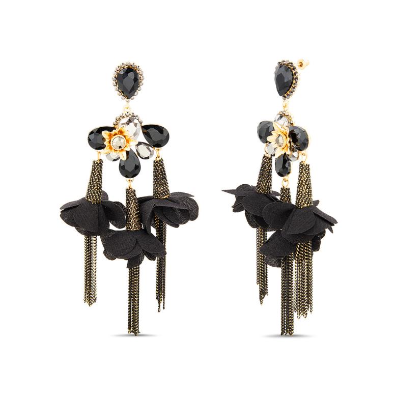 Badgley Mischka Fabric Flower Chandelier Earrings | Women Fashion Jewelry