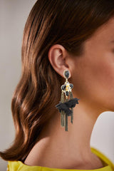 Badgley Mischka Fabric Flower Chandelier Earrings | Women Fashion Jewelry