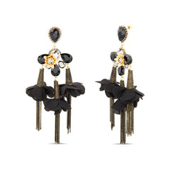 Badgley Mischka Fabric Flower Chandelier Earrings | Women Fashion Jewelry