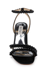 Badgley Mischka Feisty II Pearl Block Heel Black | Women Block Heels