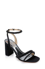 Badgley Mischka Feisty II Pearl Block Heel Black | Women Block Heels
