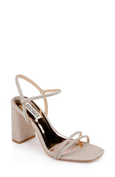 Badgley Mischka Firey Bejeweled Block Heel Sandal Pale Gold | Women Block Heels