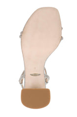 Badgley Mischka Firey Bejeweled Block Heel Sandal Pale Gold | Women Block Heels