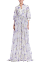 Badgley Mischka Floral Embroidered Gown Lilac Multi | Women Gowns