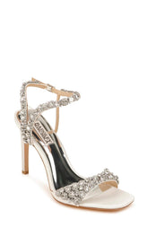 Badgley Mischka Galia Crystal Ankle Strap Evening Shoe Champagne | Women Best Sellers