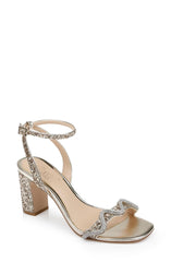 Badgley Mischka Gem Glitter Block Heel Sandal Gold | Women Block Heels