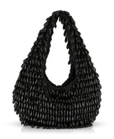 Badgley Mischka Gina Tear Drop Beaded Shoulder Clutch Bag Black | Women Evening Bags