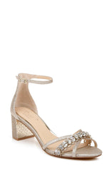Badgley Mischka Giona Wide-With Embellished Evening Shoe From Jewel Champagne | Women Block Heels