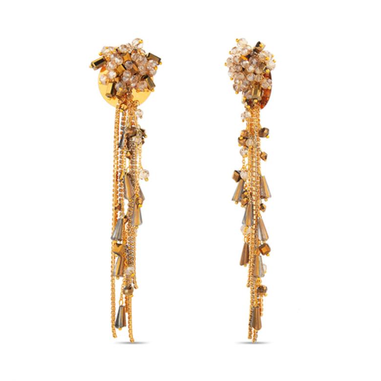 Badgley Mischka Gold Stone Beaded Fringe Earrings | Women Fashion Jewelry
