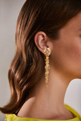 Badgley Mischka Gold Stone Beaded Fringe Earrings | Women Fashion Jewelry