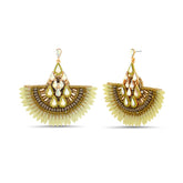 Badgley Mischka Golden Seed Beads And Sequin Fan Earrings | Women Fashion Jewelry