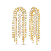 Badgley Mischka Golden Waterfall Earrings With Rhinestones And Beads | Women Fashion Jewelry