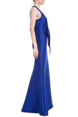 Badgley Mischka Halter Bow Front Gown Cobalt | Women Gowns